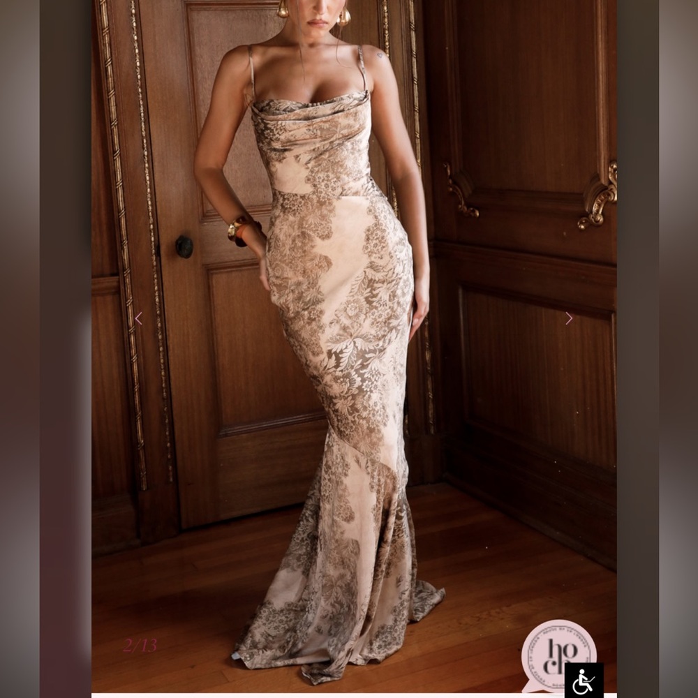 House of CB Nalani Gold Formal Black Tie Wedding Guest Dress